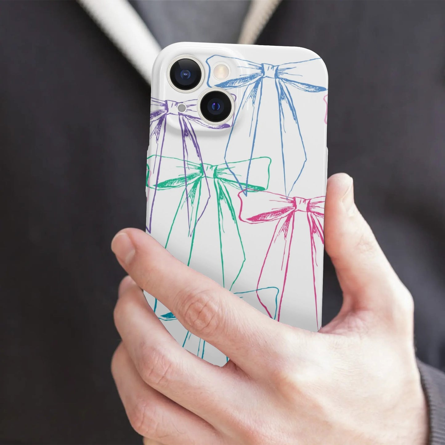 iPhone 15 Phone Case-Color Bow(white)