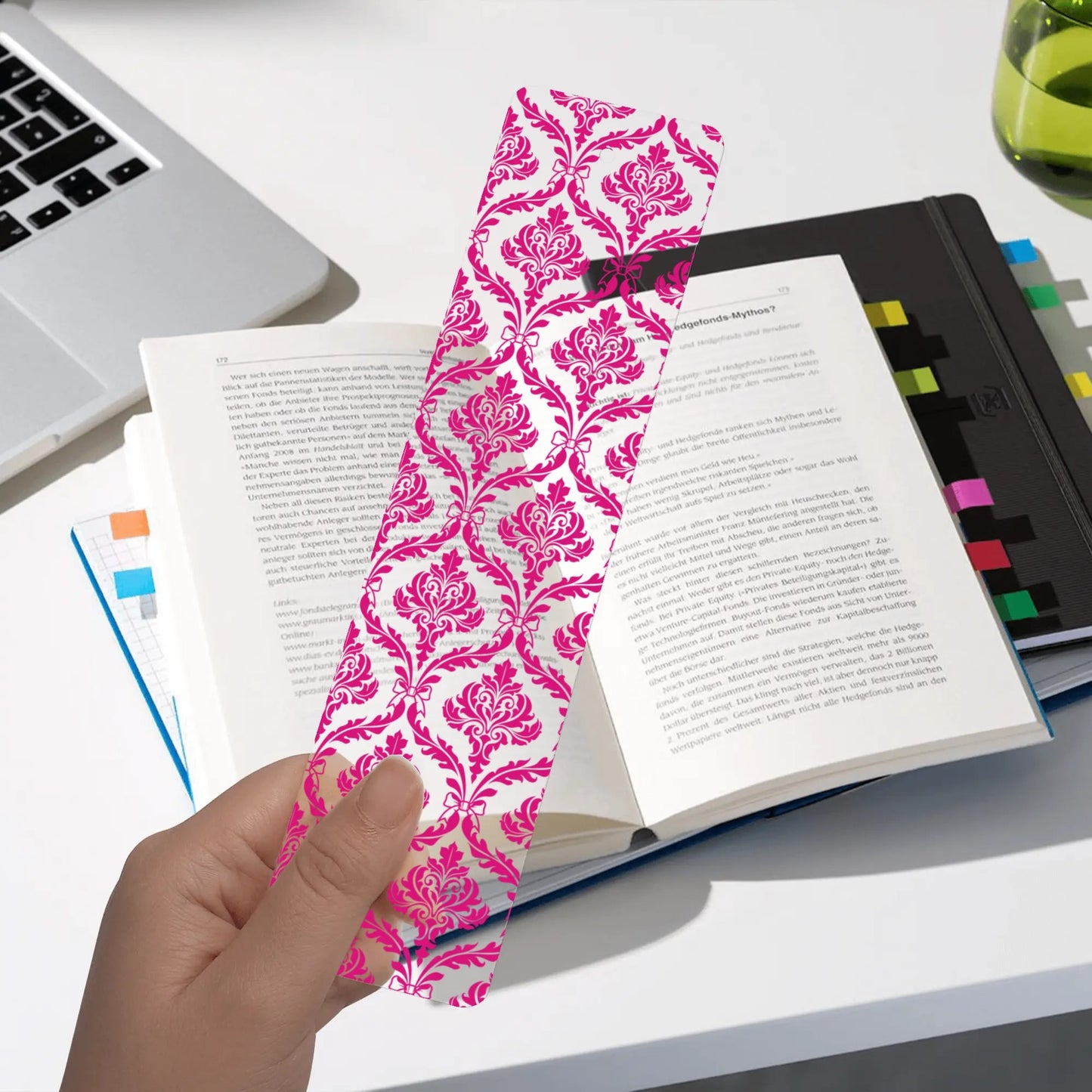 Pink Damask bookmark