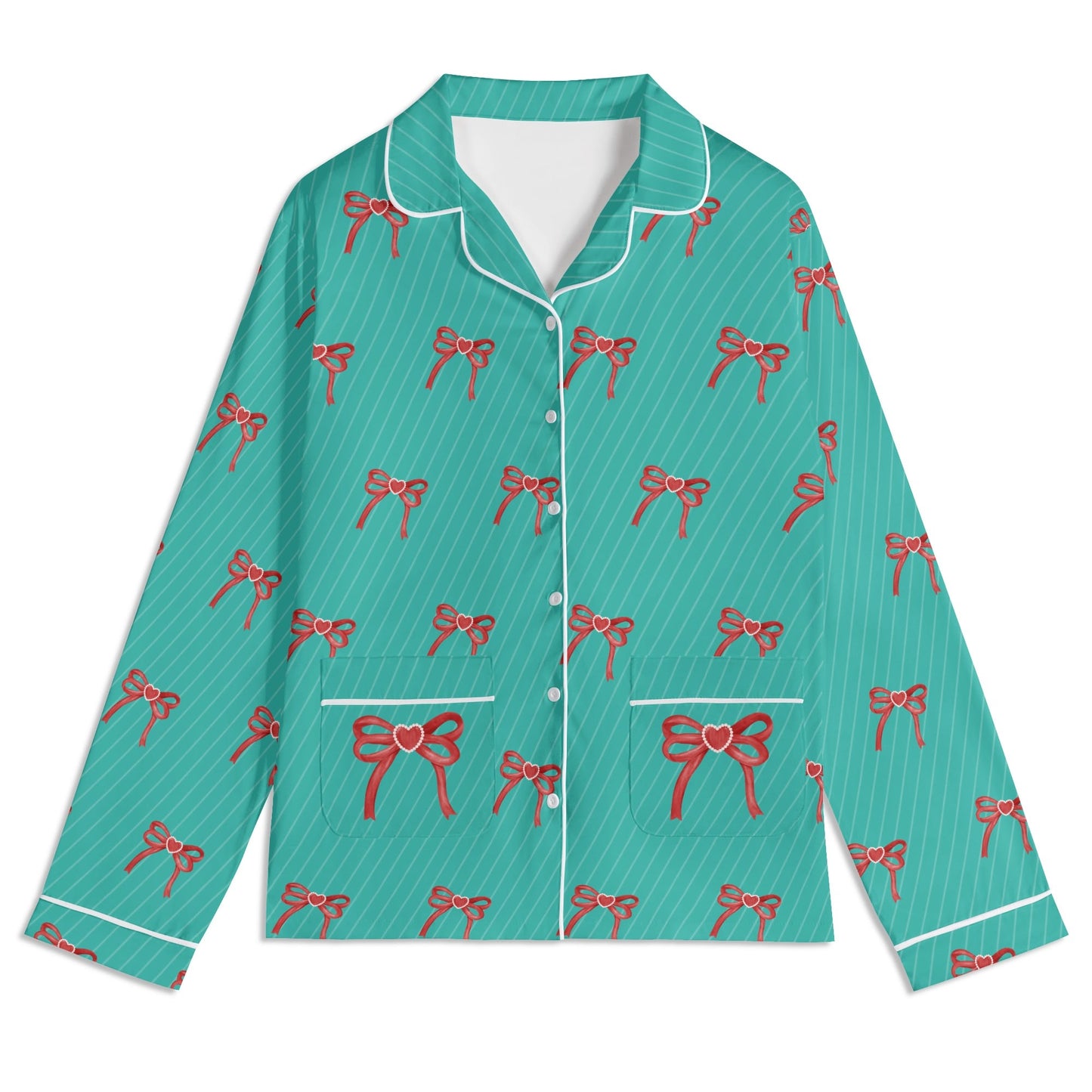 Bow Heart PJ set-Teal