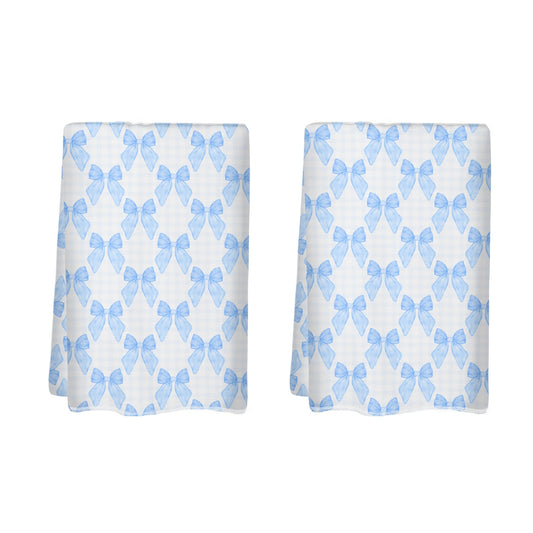 Blue Bow Pattern Hand Towel Set-2