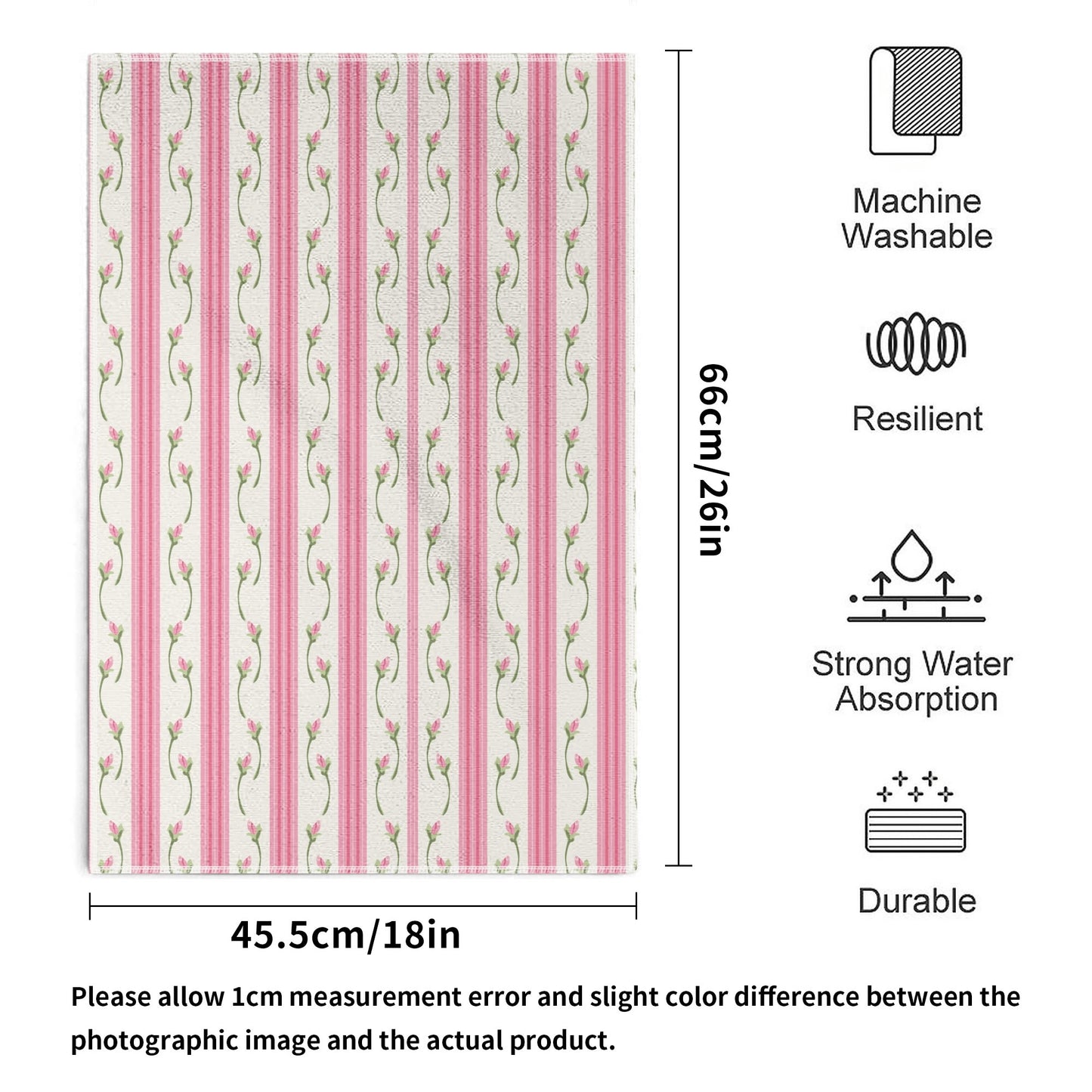 Pink Rose & Stripes Hand Towel Set