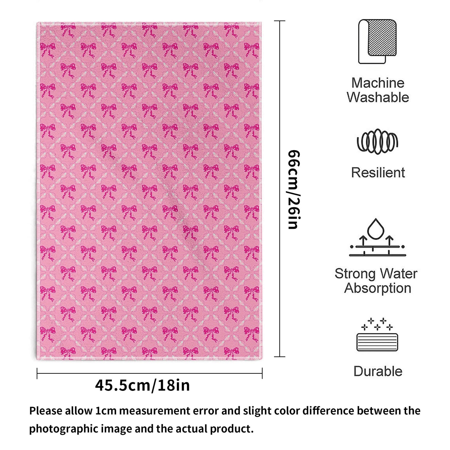 Dark/Light Pink Bow Pattern Hand Towel Set