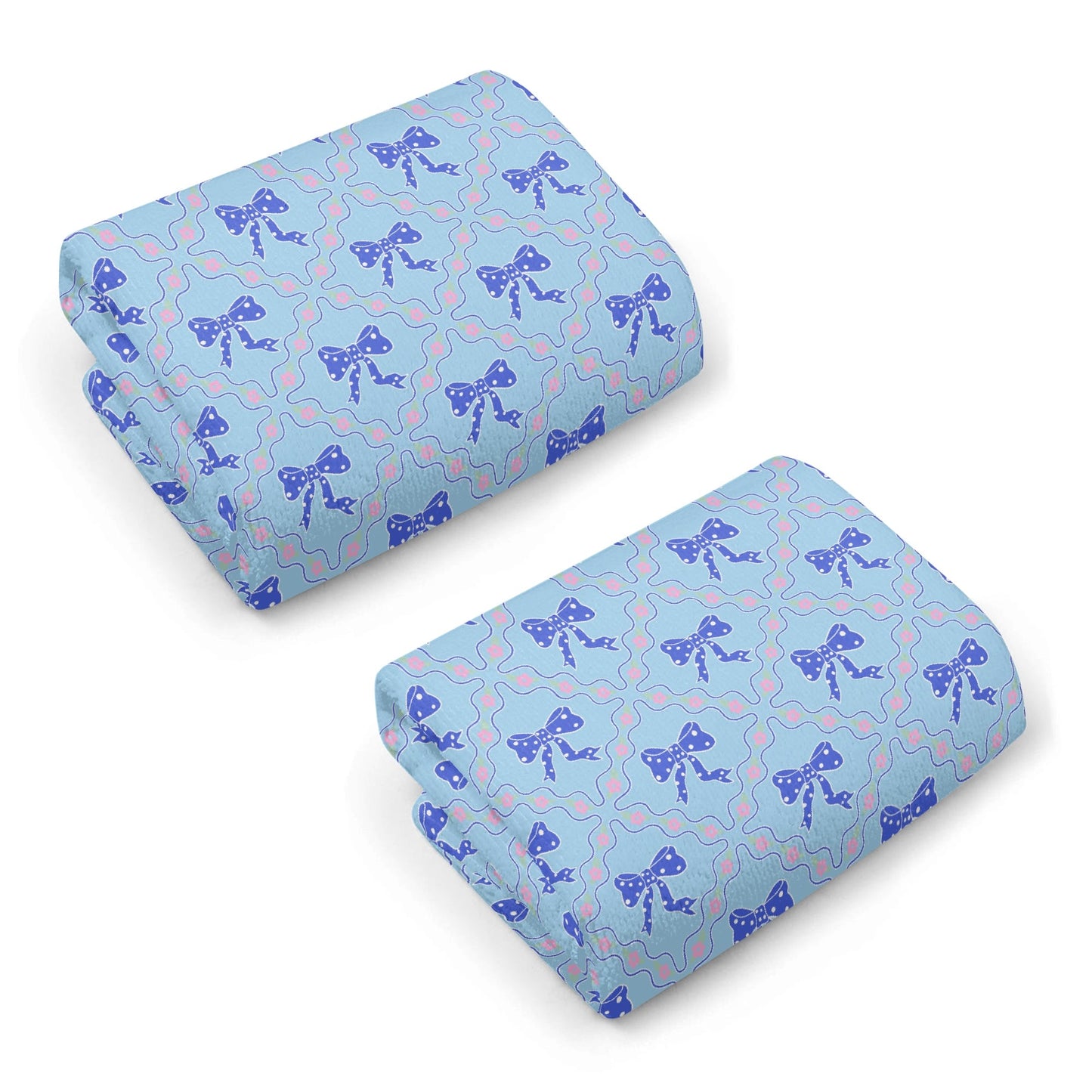 Blue Bow Pattern Hand Towel Set