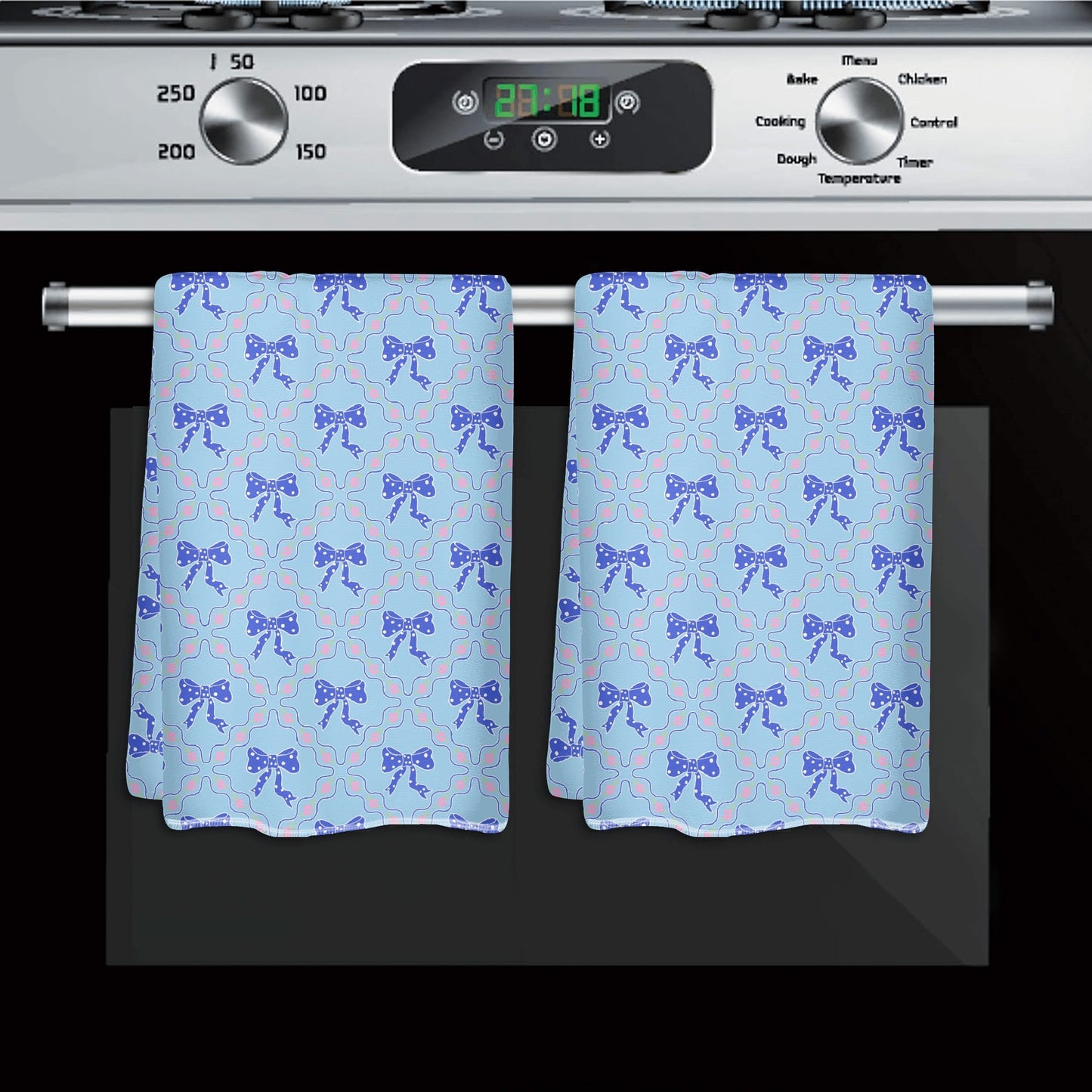 Blue Bow Pattern Hand Towel Set