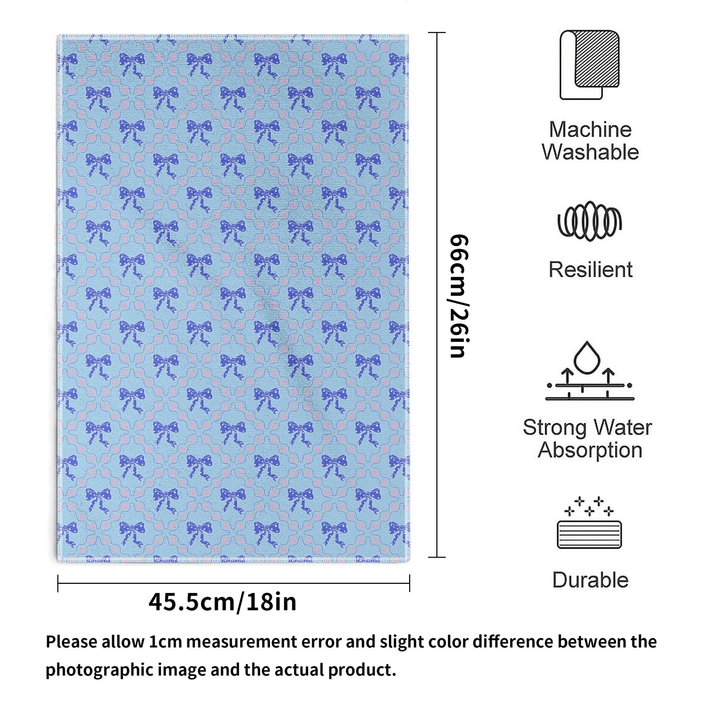 Blue Bow Pattern Hand Towel Set