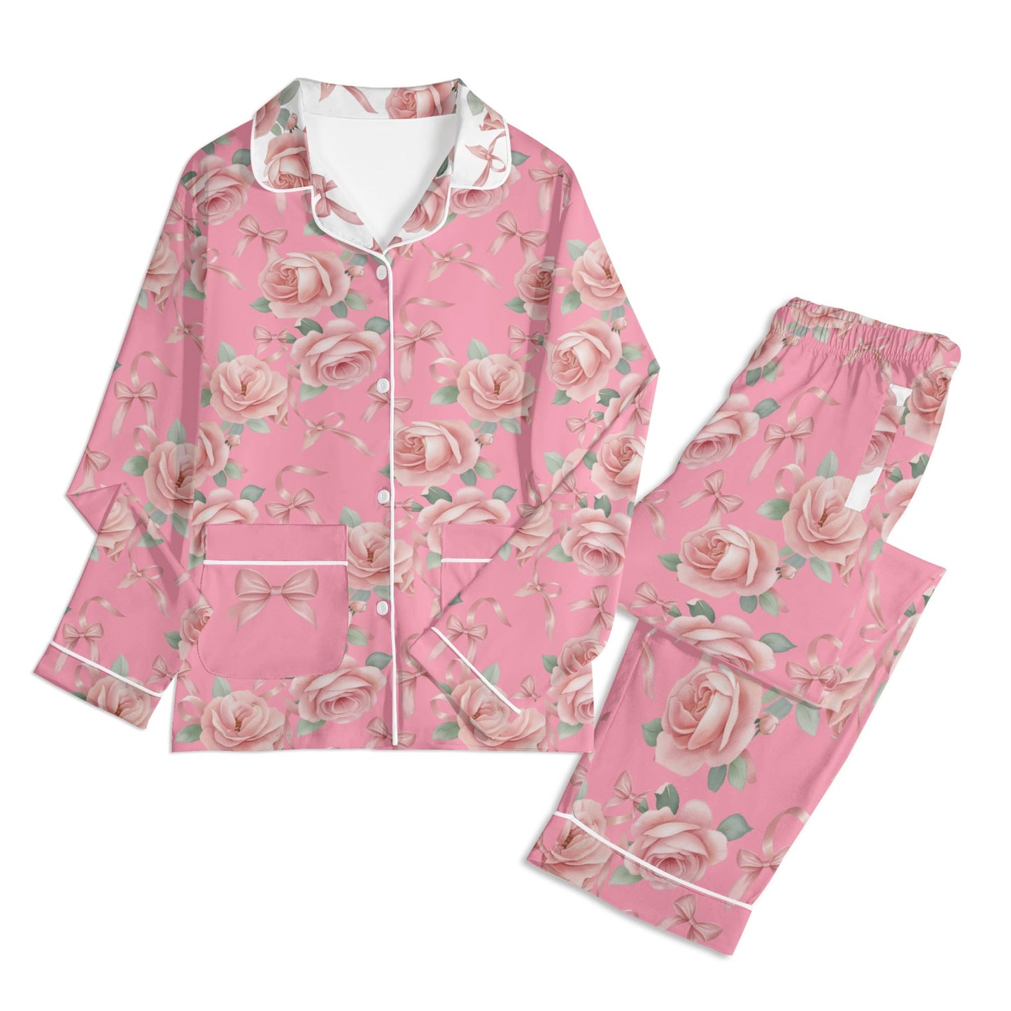 Blush Flowers & Bows PJ-Mom