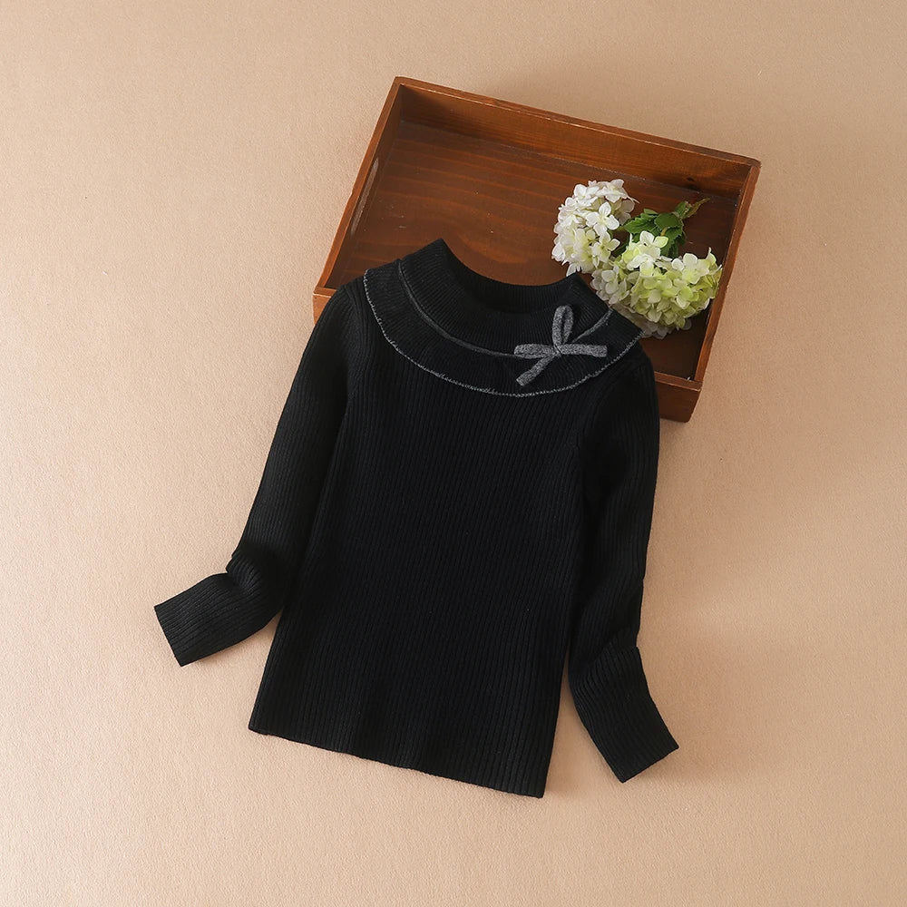 Bow Collar Ribbed Top