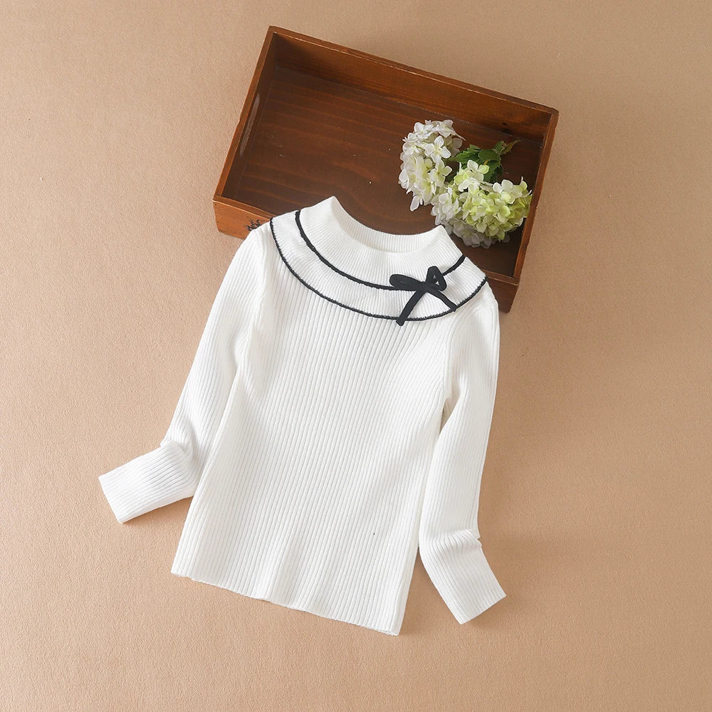 Bow Collar Ribbed Top