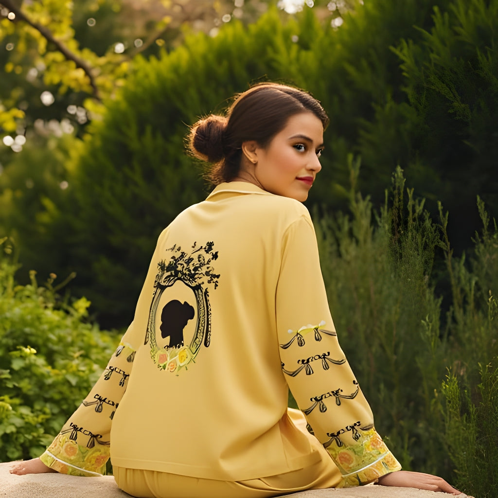Blooming Nights PJ set-Yellow Bows