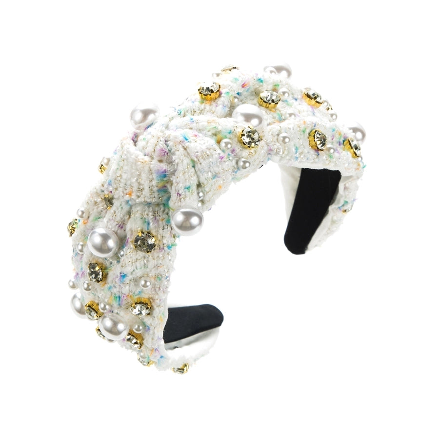 Tweed inlay Rhinestone Hairband