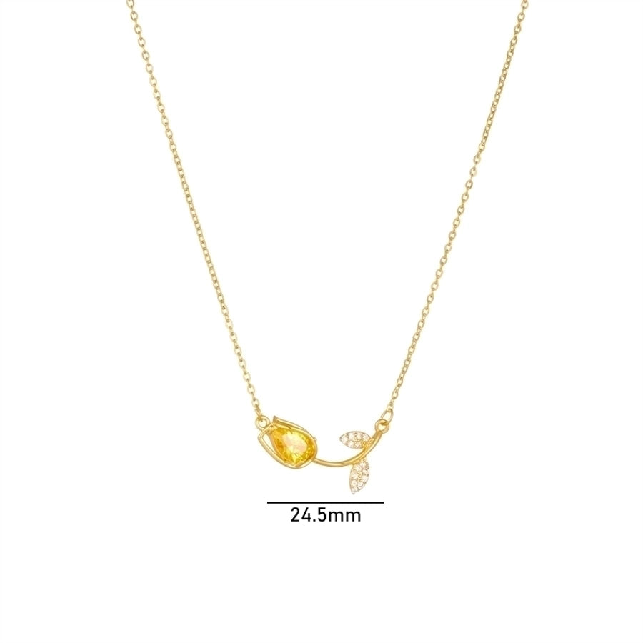 Tulip Stone 18k gold plated necklace