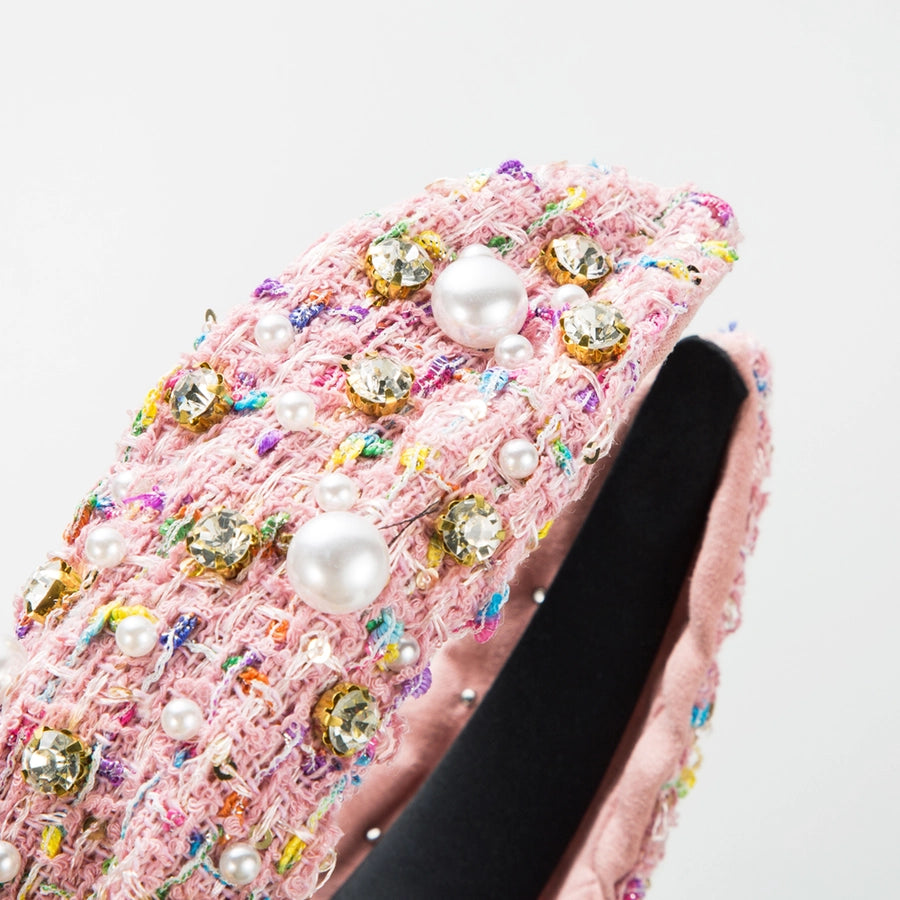 Tweed inlay Rhinestone Hairband