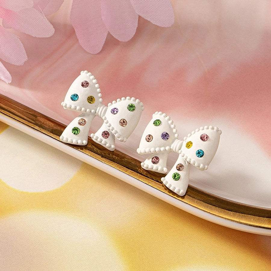 Bow Knot Rhinestone Ear Studs(14K Gold Plated)