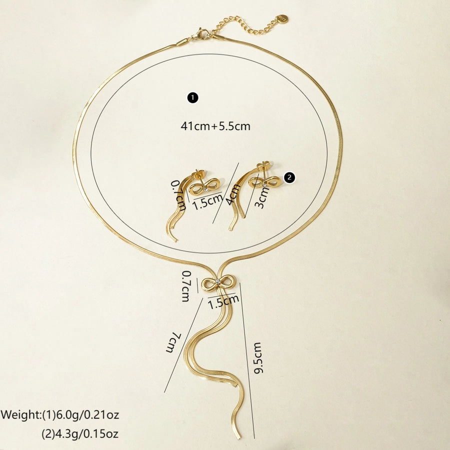 Flat Chain w Bow (14K Gold Plated)