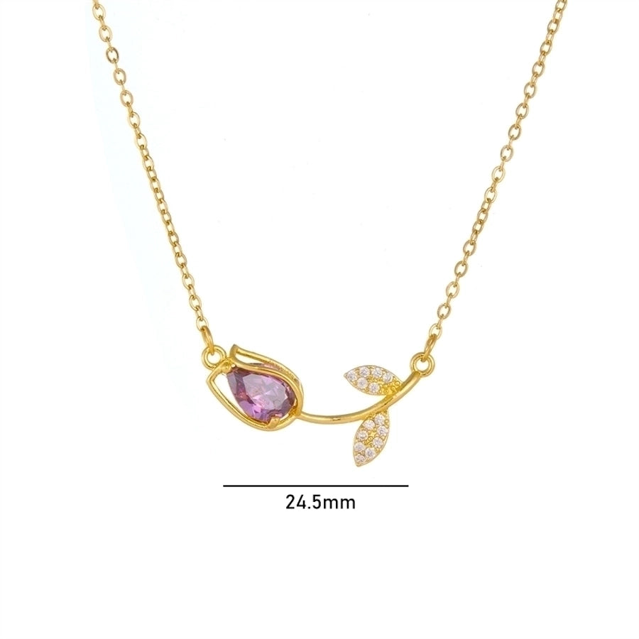 Tulip Stone 18k gold plated necklace