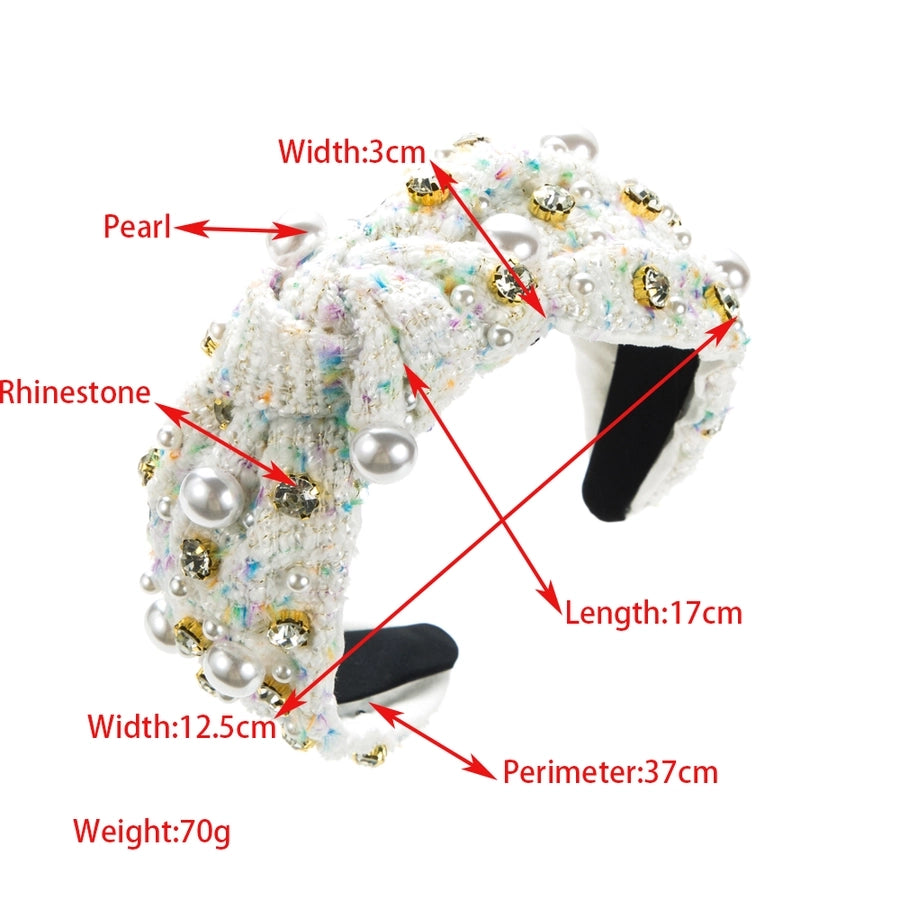 Tweed inlay Rhinestone Hairband