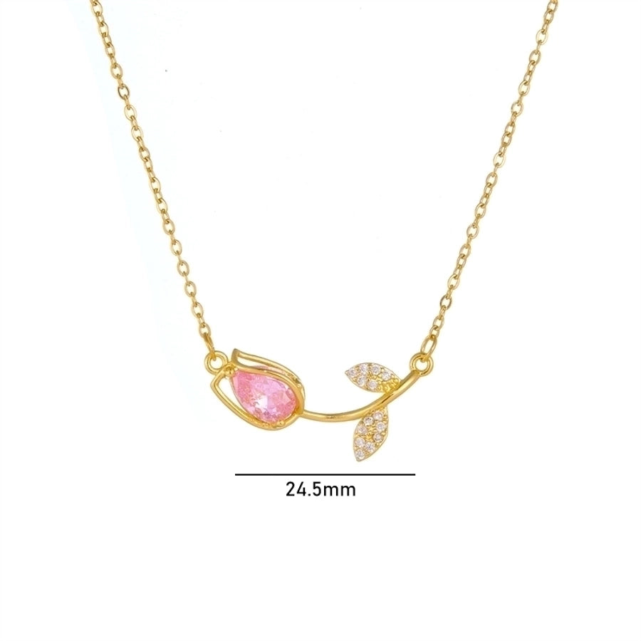 Tulip Stone 18k gold plated necklace