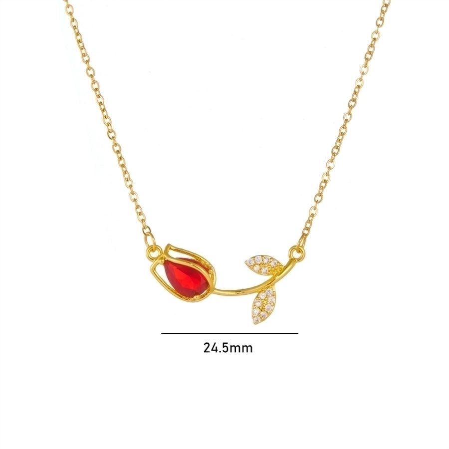 Tulip Stone 18k gold plated necklace