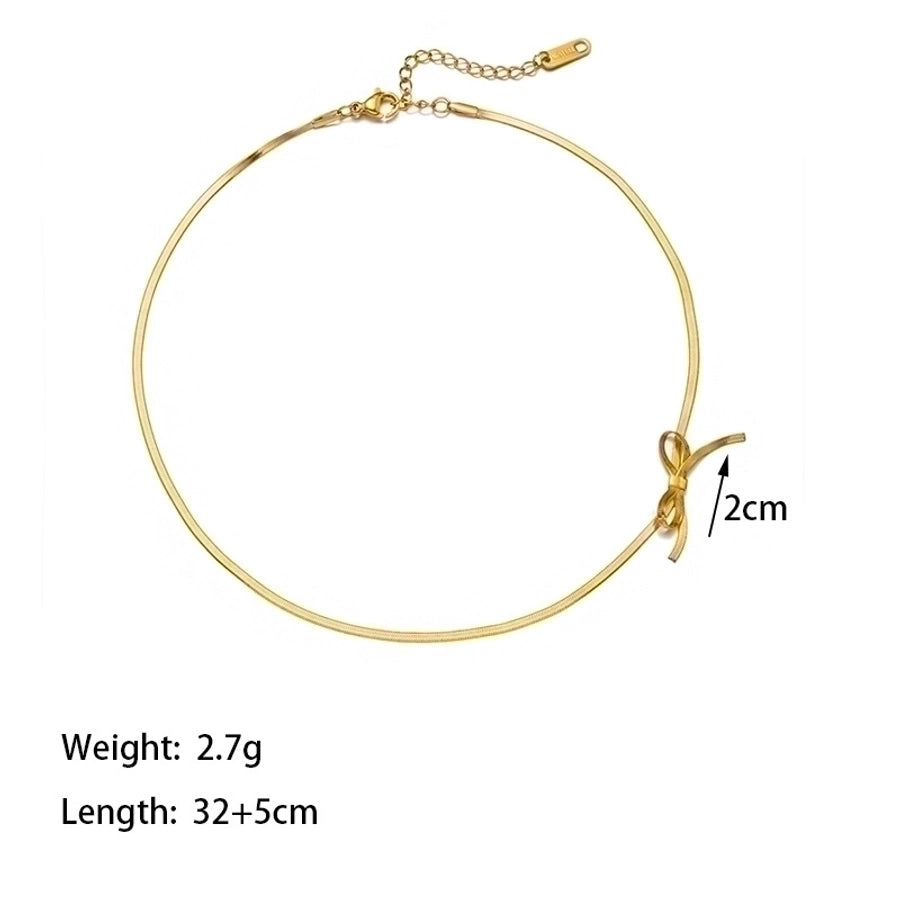 Bow Knot Flat Chain Necklace (18K Gold Plated)