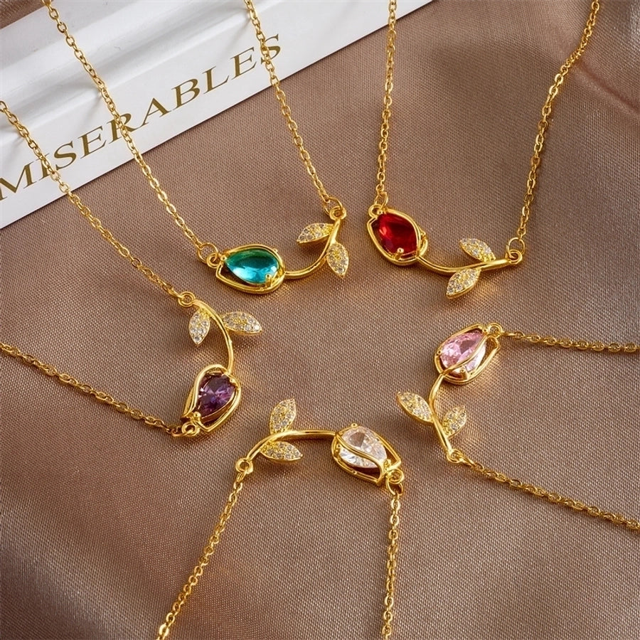 Tulip Stone 18k gold plated necklace