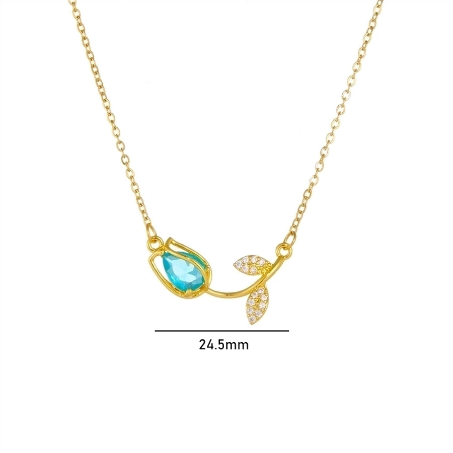 Tulip Stone 18k gold plated necklace