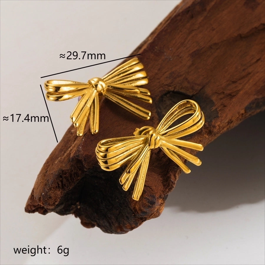 Simple Bow Knot Ear Studs (14K Gold Plated)