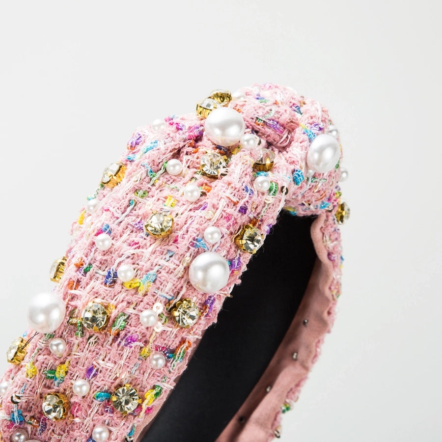 Tweed inlay Rhinestone Hairband