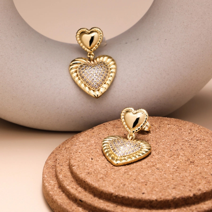 Shining Heart Drop Earrings