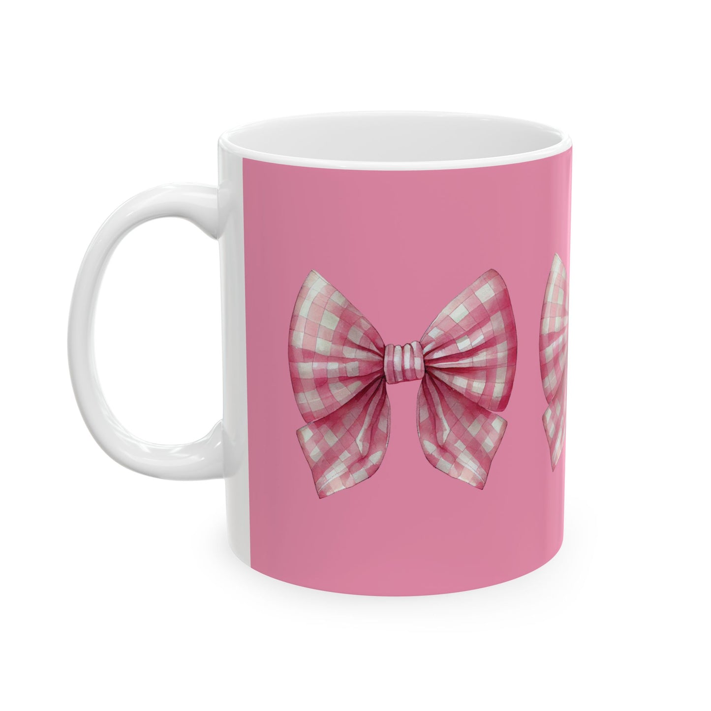 Pink Plaid Bow Mug