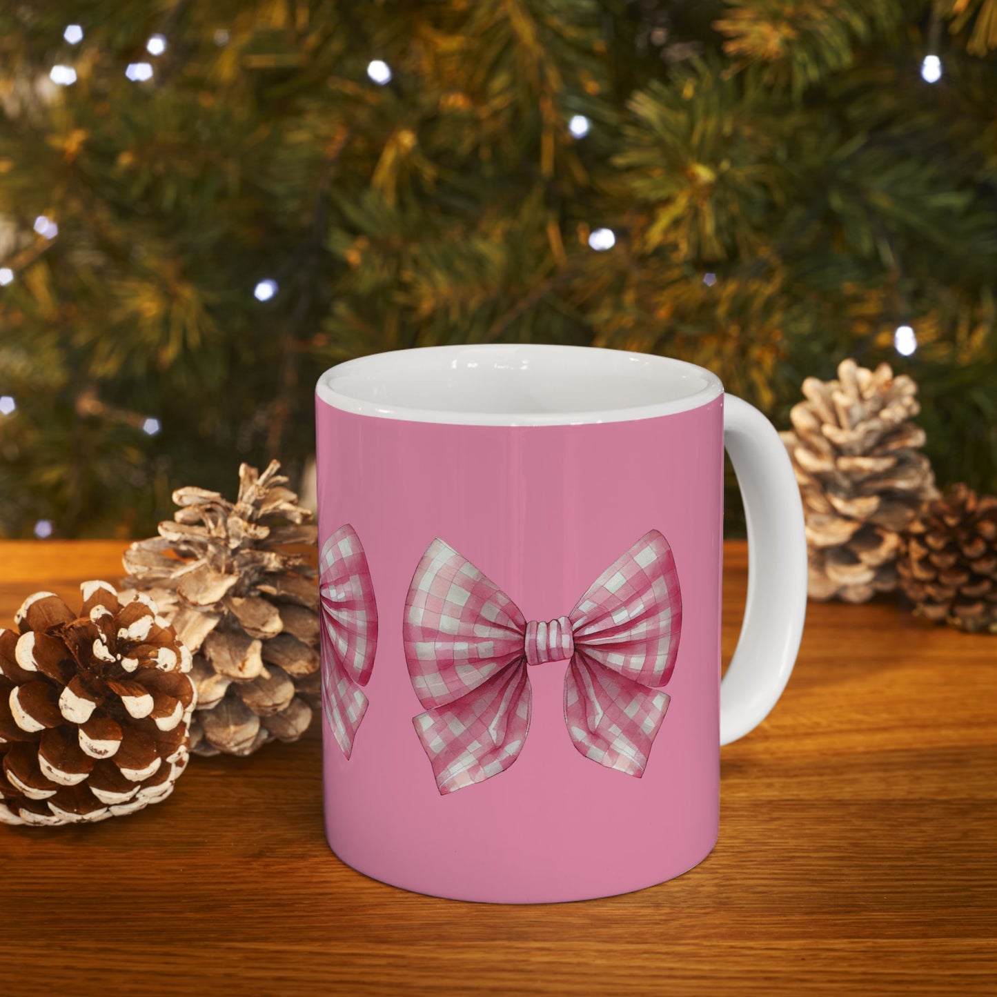 Pink Plaid Bow Mug
