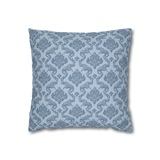 Whistledown Dream Pillow Case-Blue Damask Suede