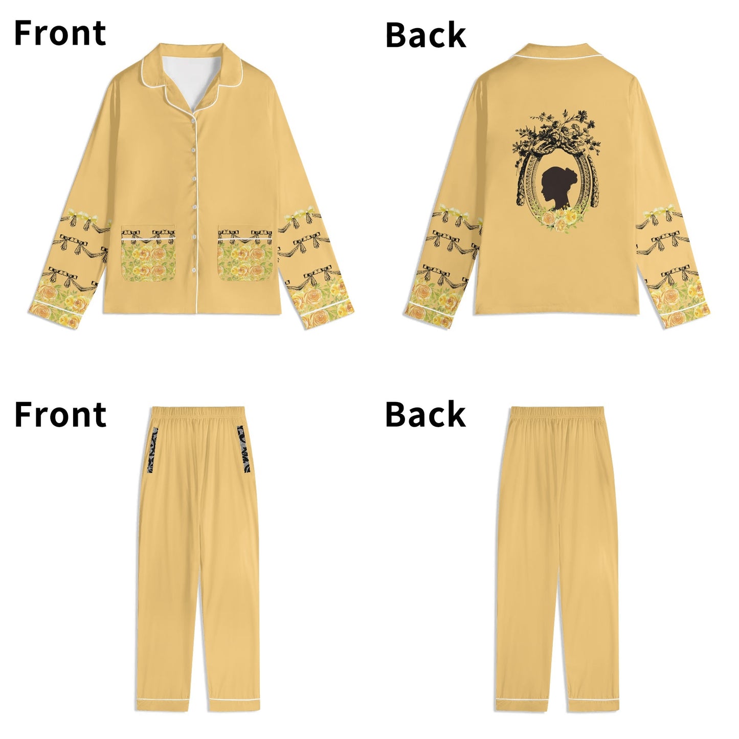 Blooming Nights PJ set-Yellow Bows