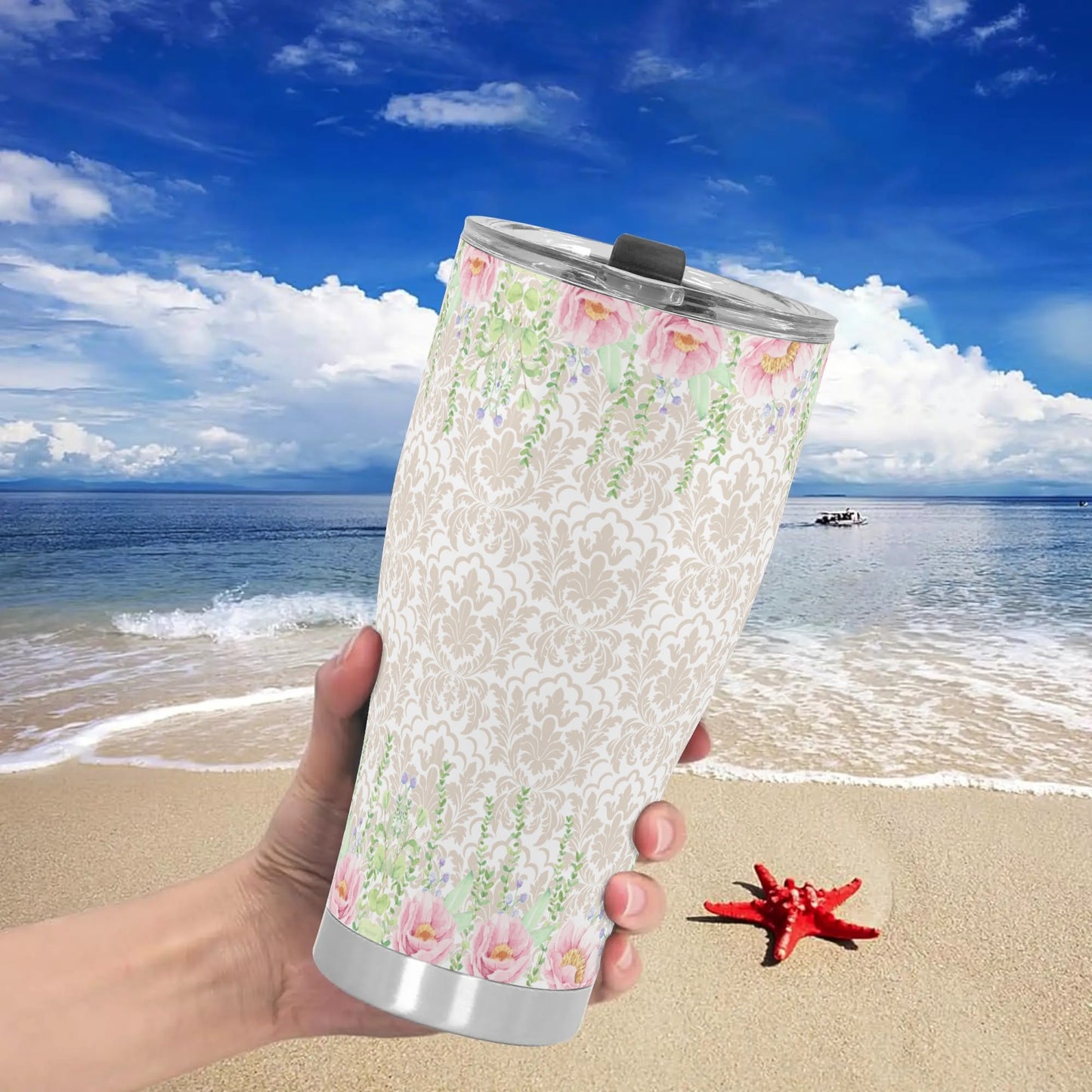 Damask Florals-Beige