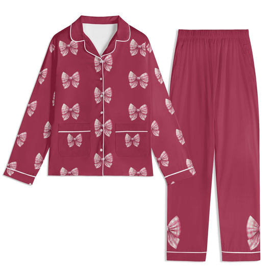 Maroon PJ set-Pink Bows