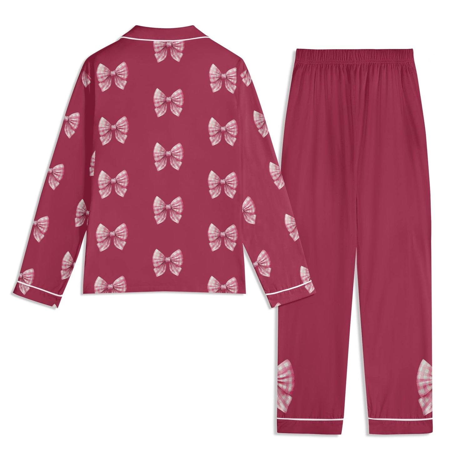 Maroon PJ set-Pink Bows