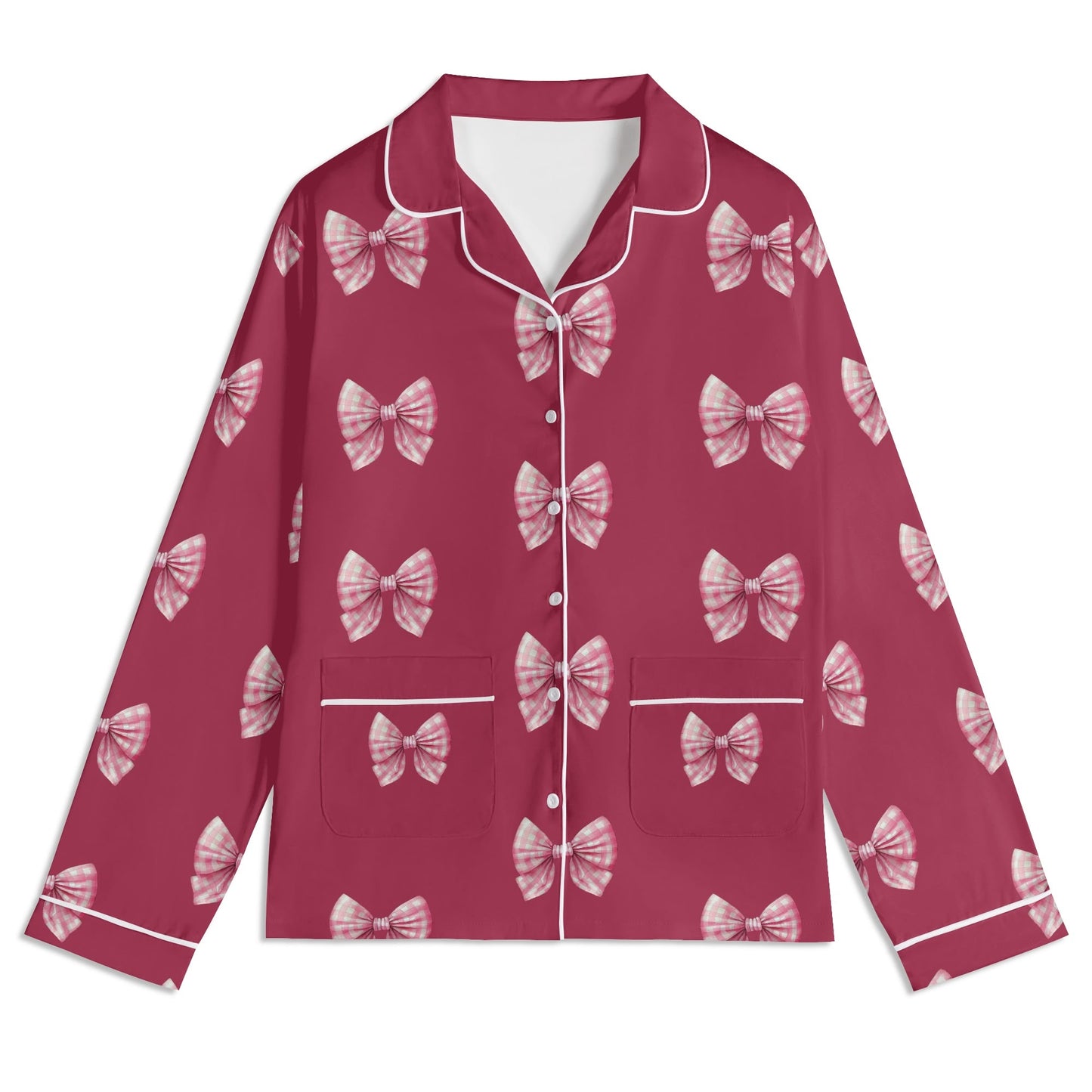Maroon PJ set-Pink Bows