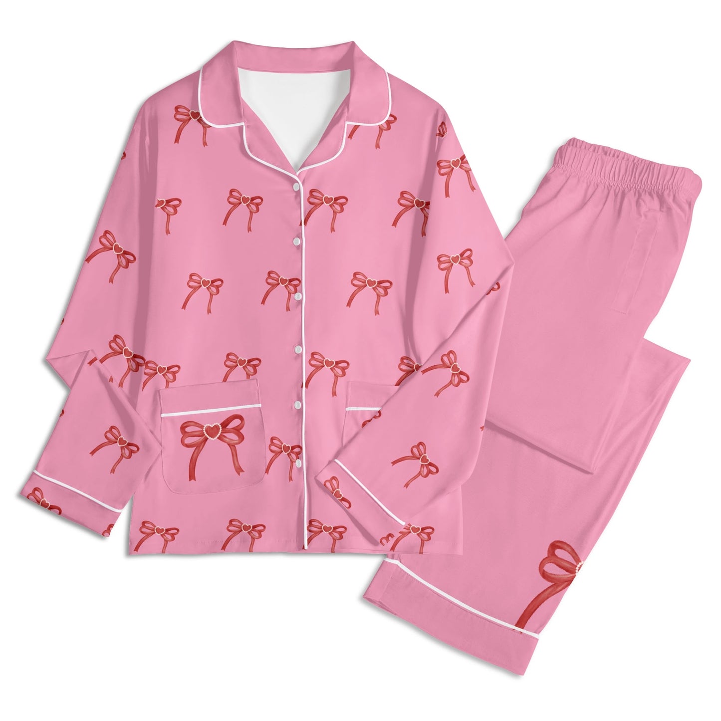 Bow Heart PJ set-Pink