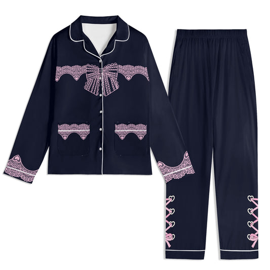 Lace Bow PJ set-Black