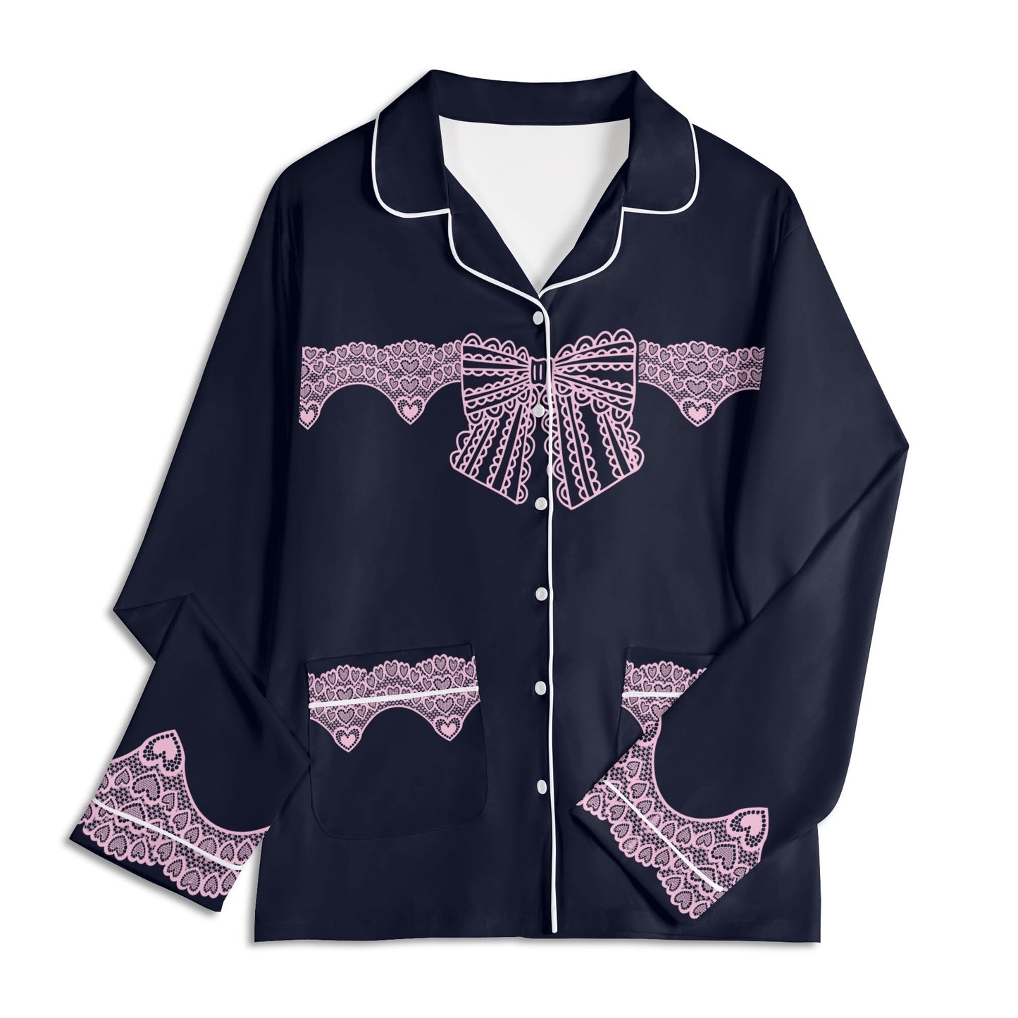 Lace Bow PJ set-Black