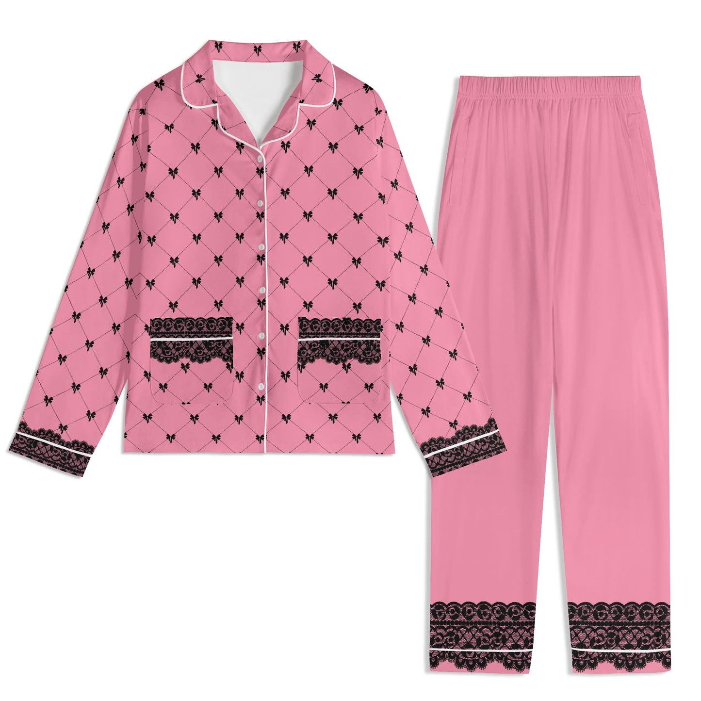 Bow Lace PJ set-Pink