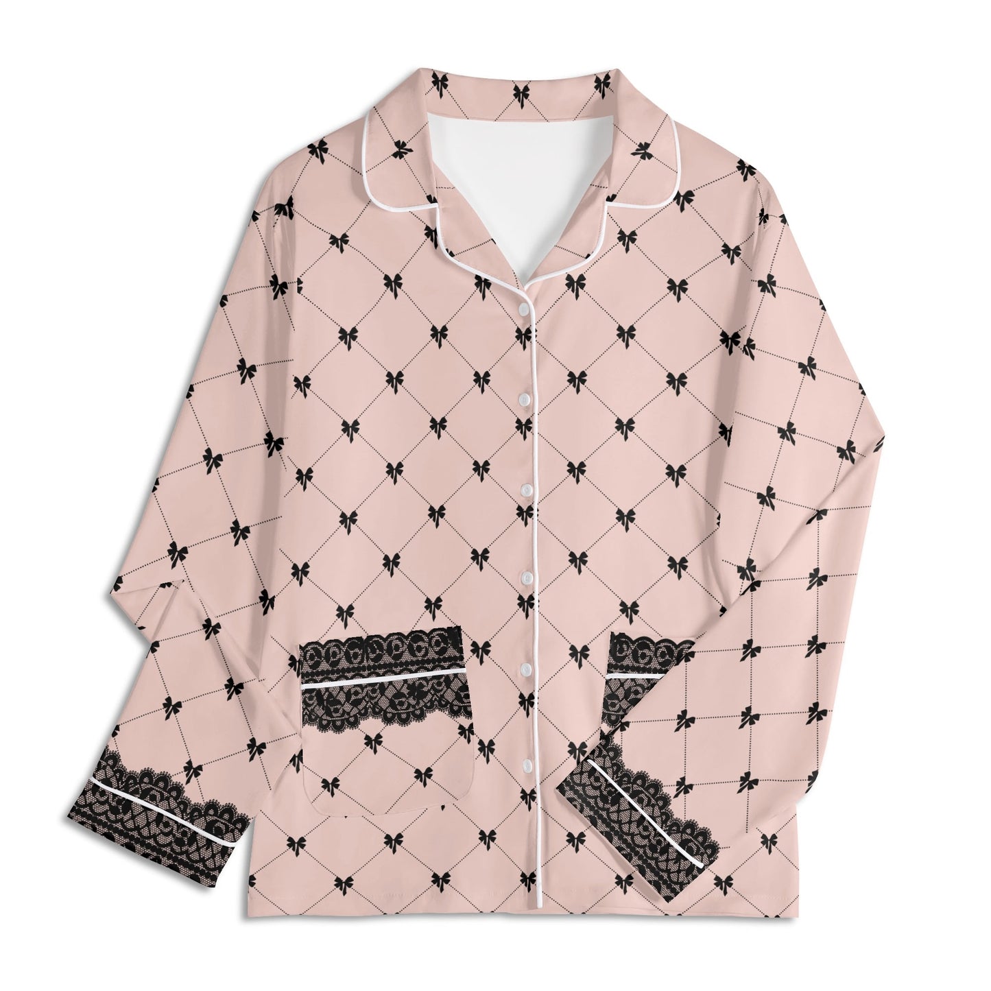 Bow Lace PJ set-Nude