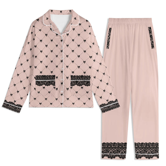 Bow Lace PJ set-Nude