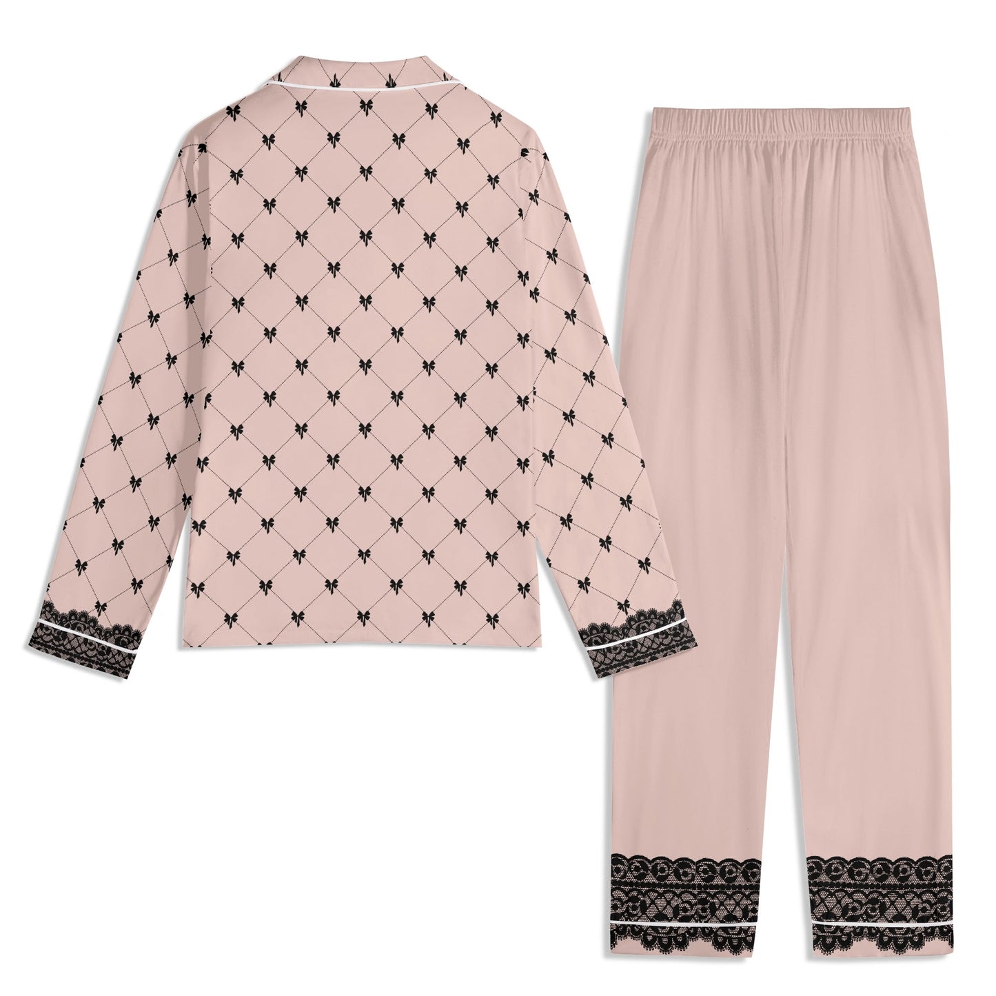 Bow Lace PJ set-Nude