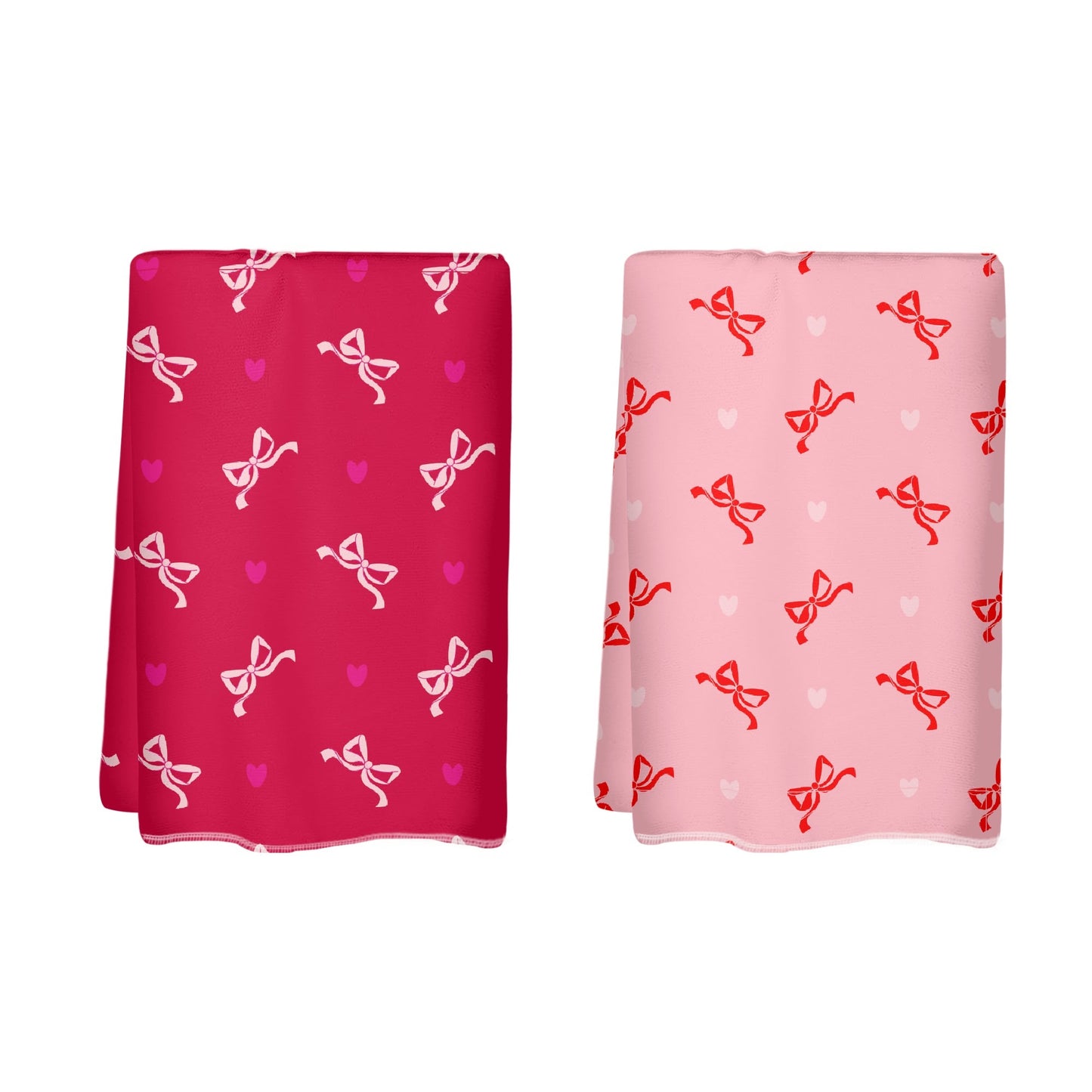 Red and Pink Duo Bow Hand Towel Set