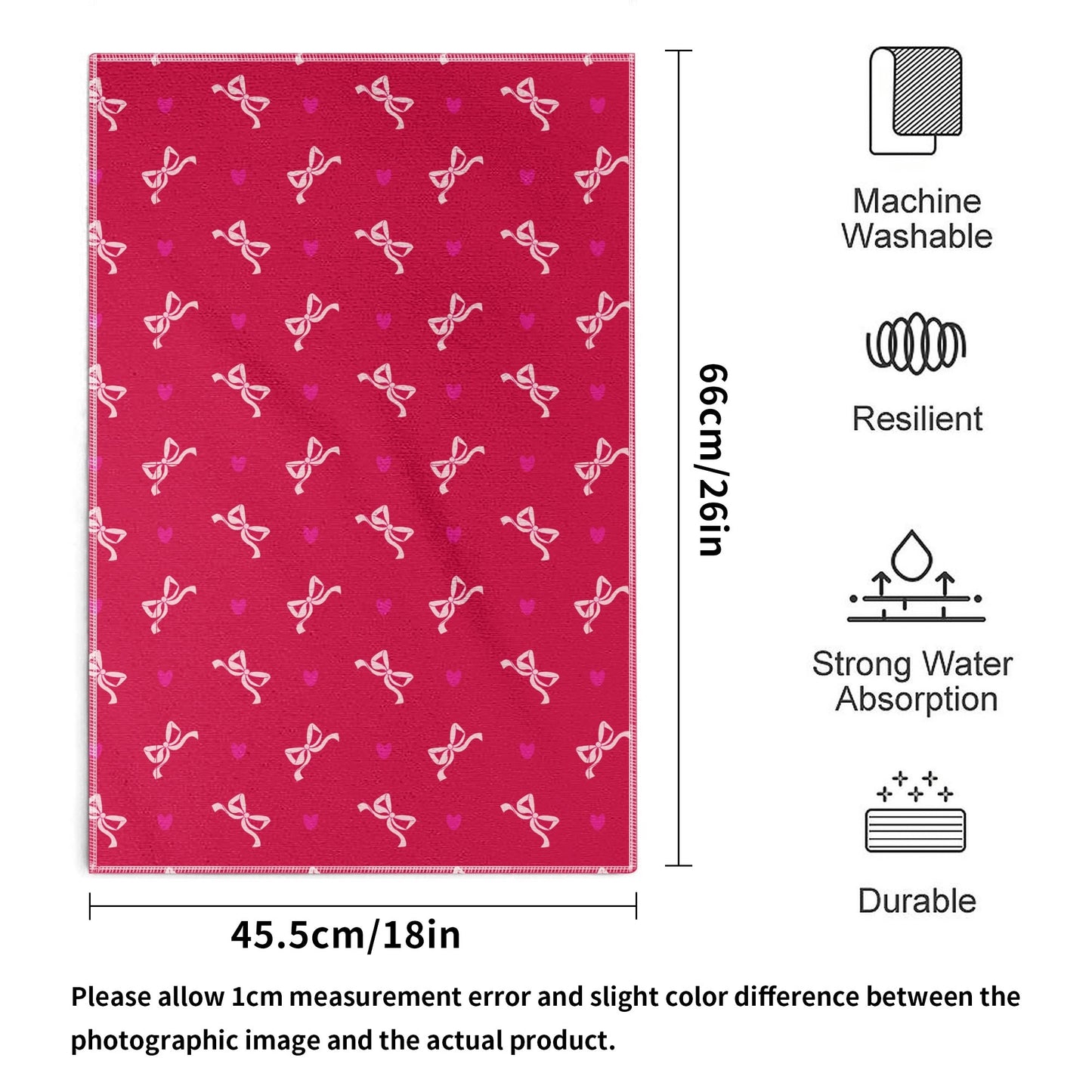 Red and Pink Duo Bow Hand Towel Set