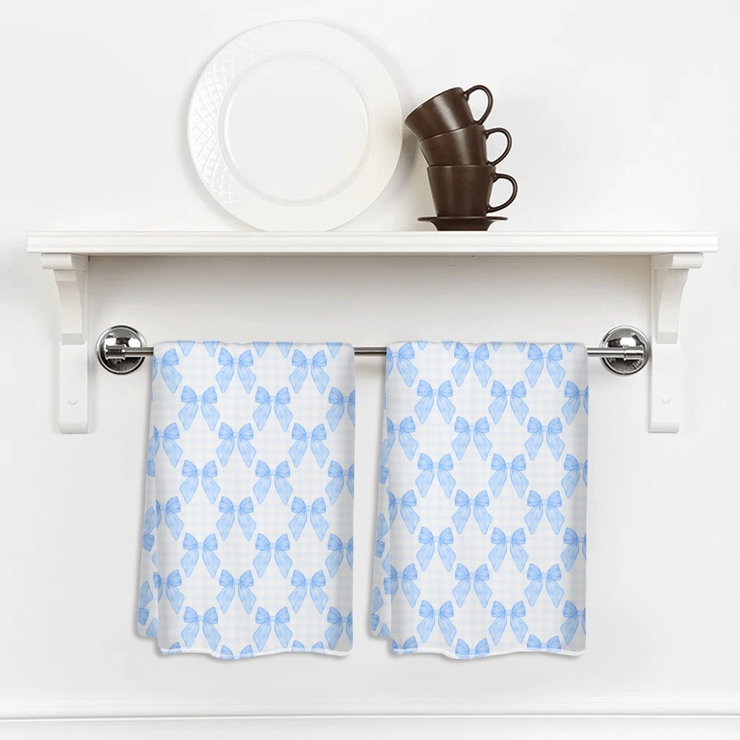 Blue Bow Pattern Hand Towel Set-2