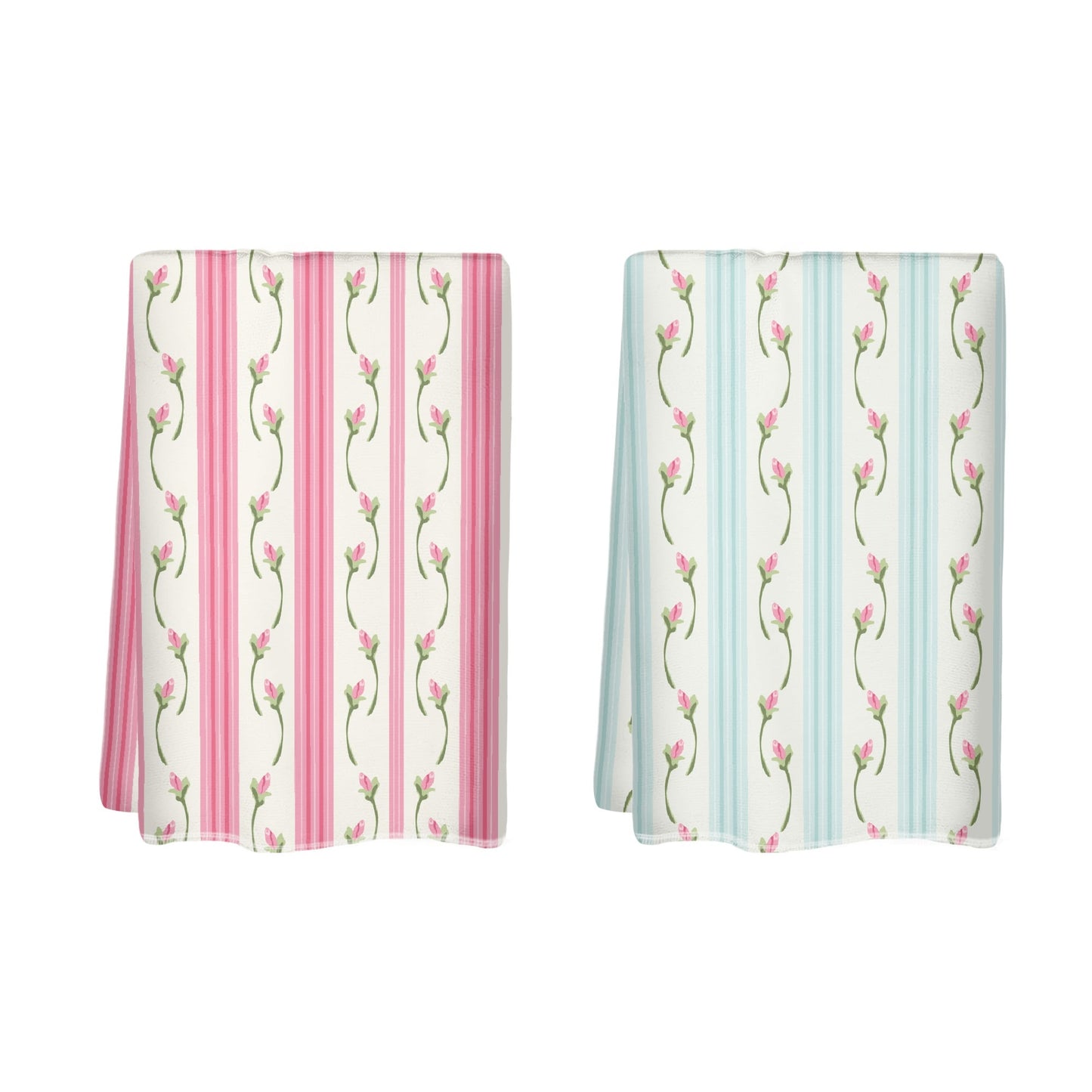 Pink Rose & Stripes Hand Towel Set