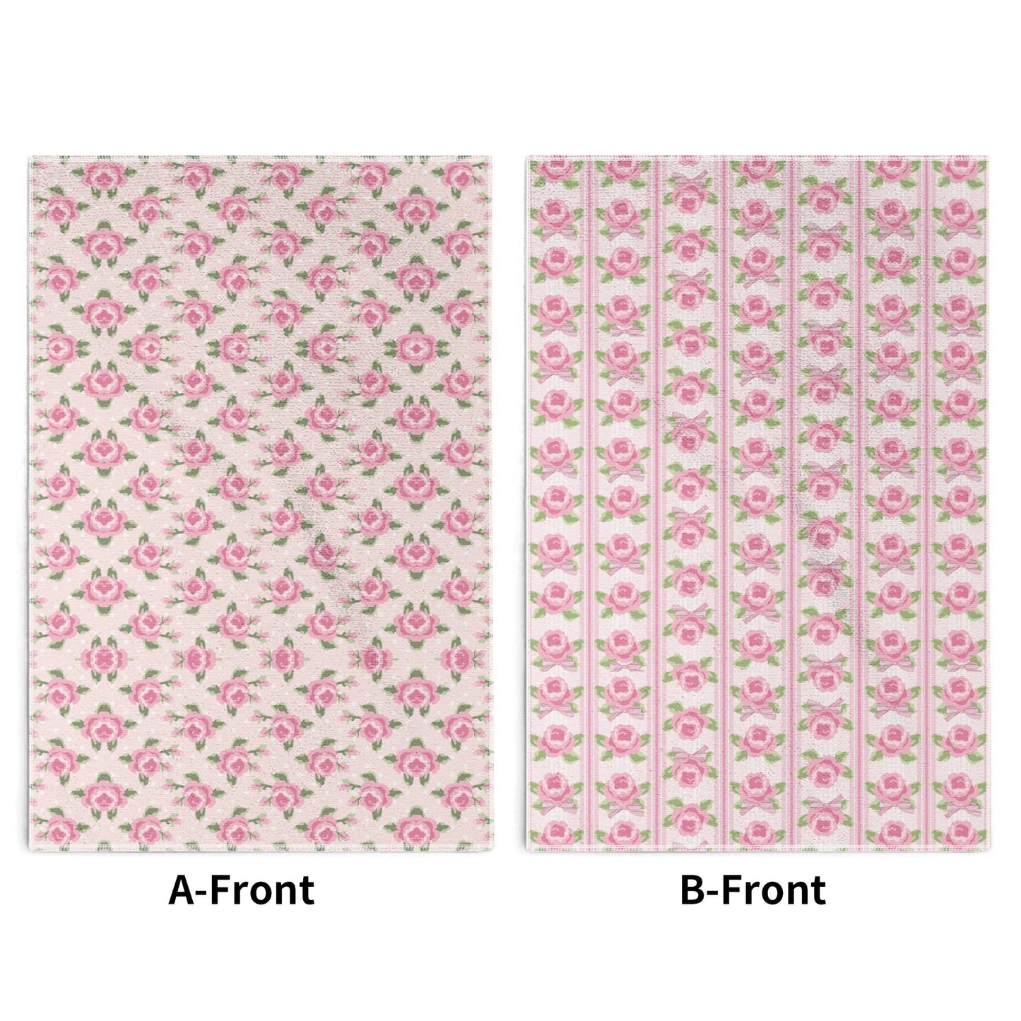 Pink Rose Pattern Hand Towel Set