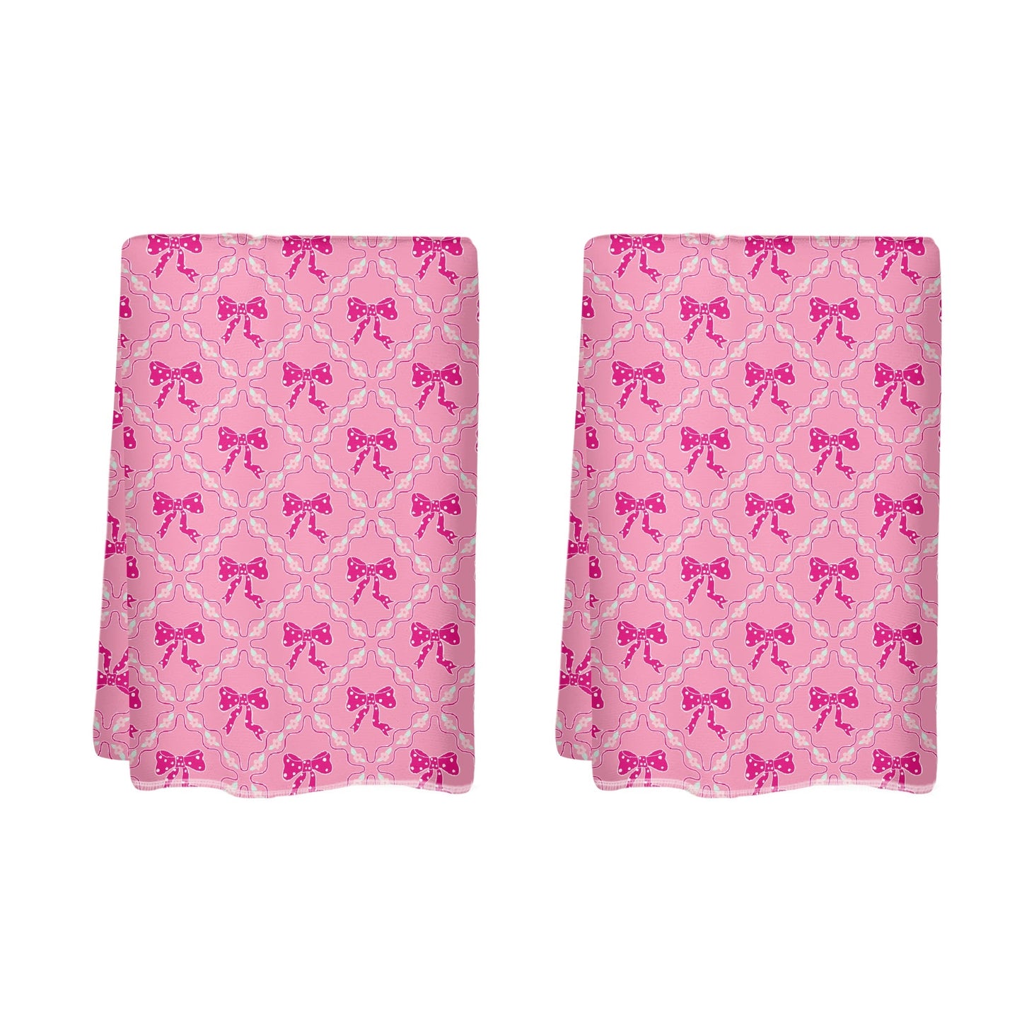 Dark/Light Pink Bow Pattern Hand Towel Set