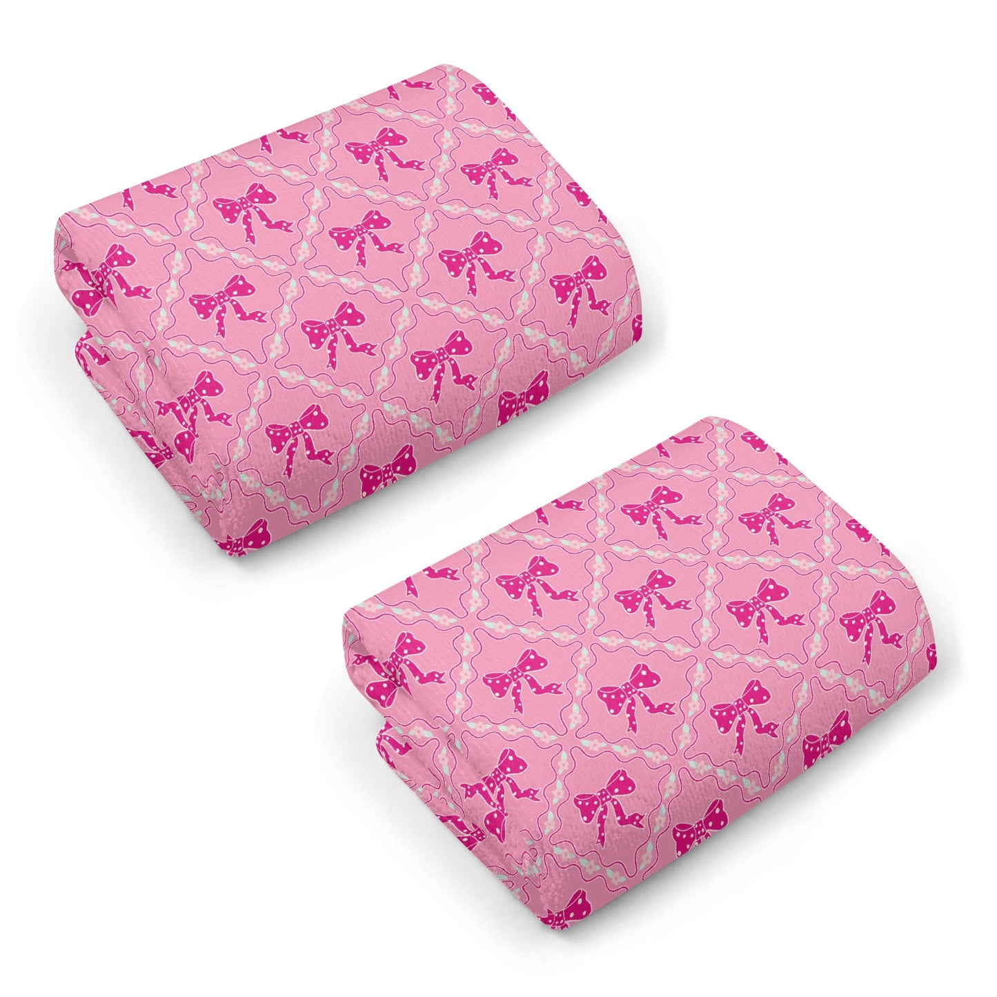 Dark/Light Pink Bow Pattern Hand Towel Set